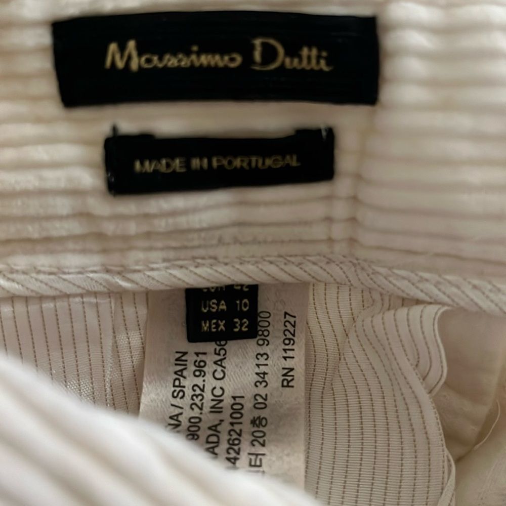 Massimo Dutti Corduroy Straight Leg Chino Pants Women SZ 10